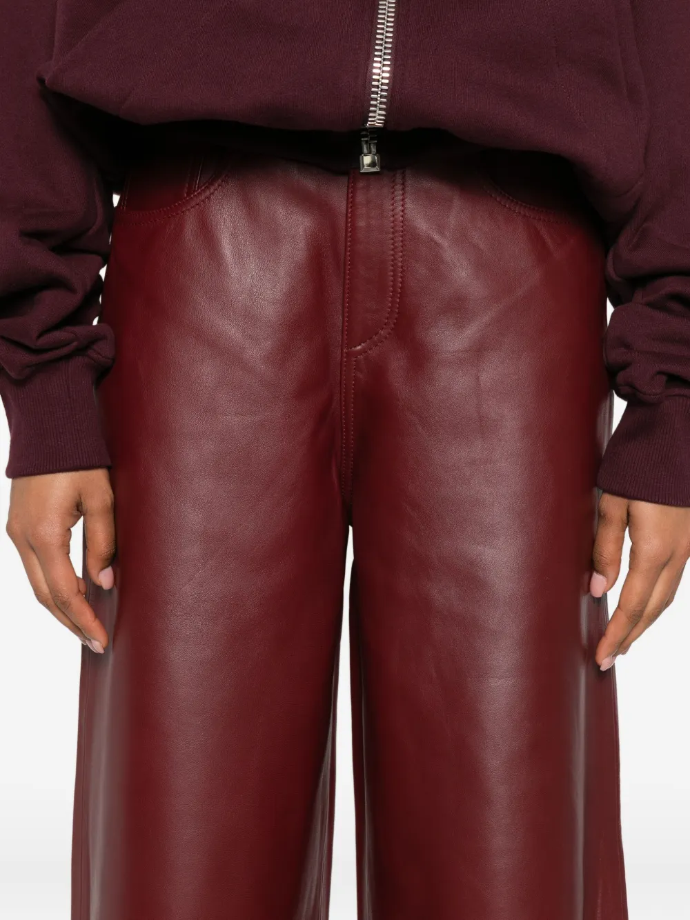 Haikure leather cropped pants Rood