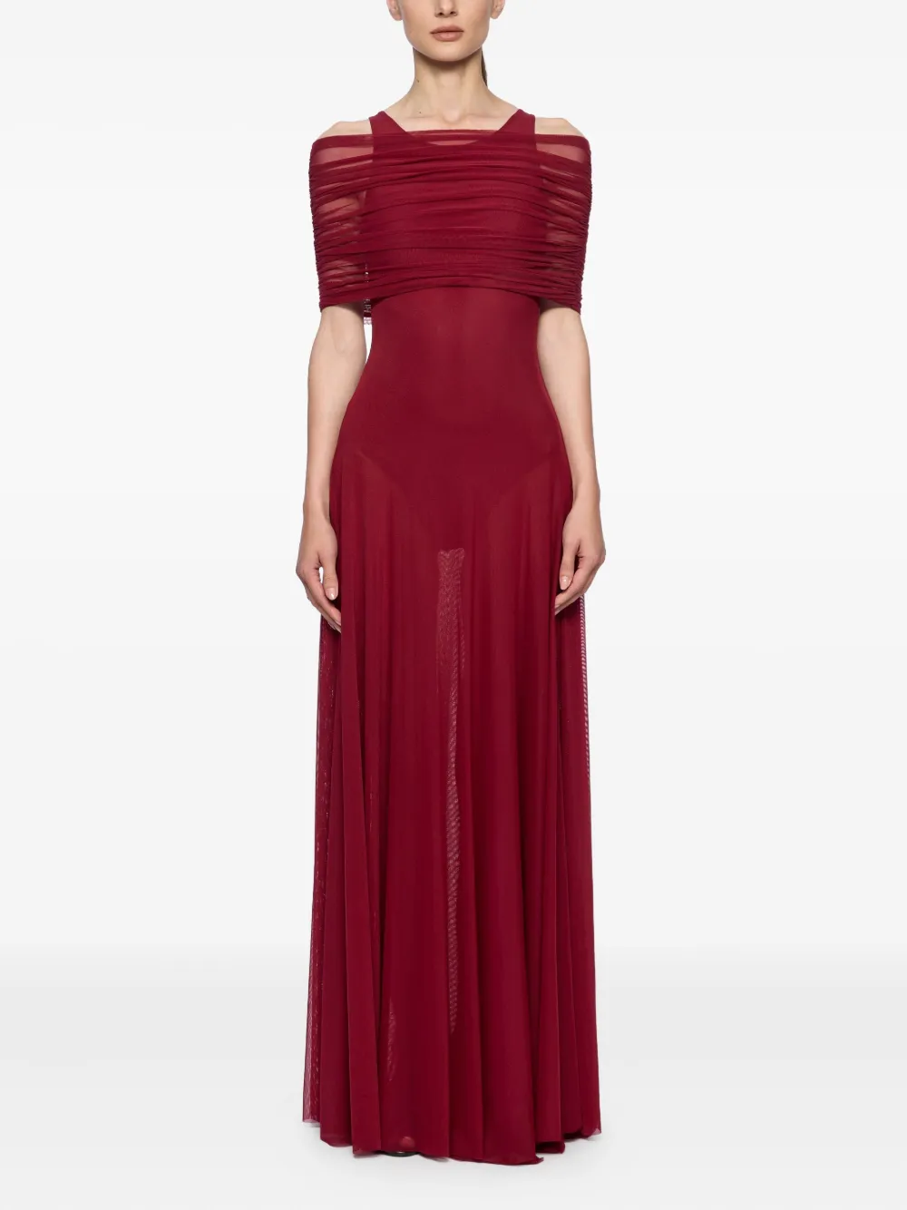 Atu Body Couture Gelaagde mesh jurk Rood