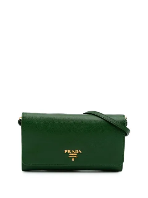 Prada Pre-Owned bolsa crossbody Lux Bow Wallet On Strap en Saffiano 2000-2024
