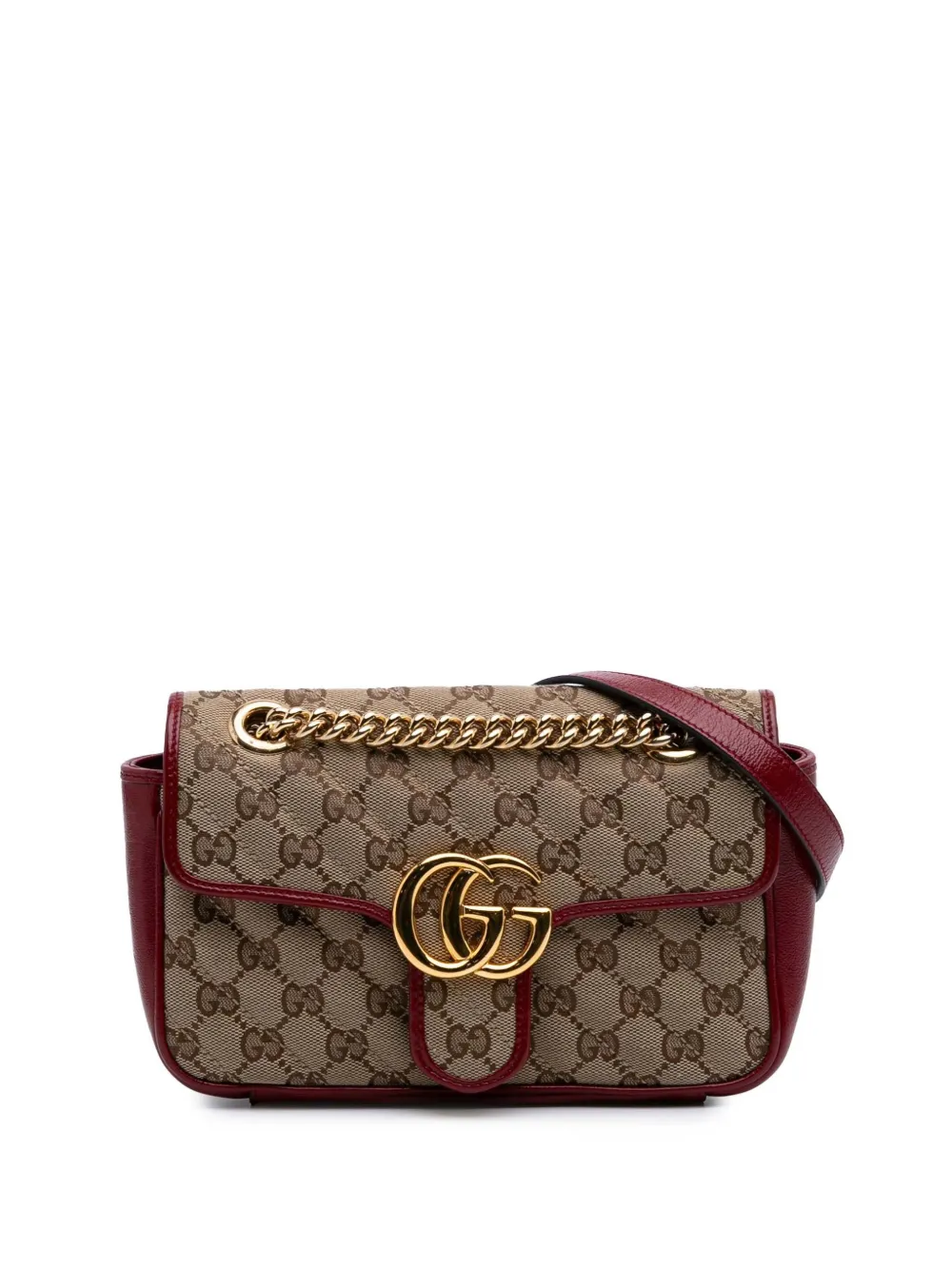 Gucci Pre-Owned 2016-2024 Mini GG Marmont Matelasse Canvas Flap crossbody bag | Brown | Image 1