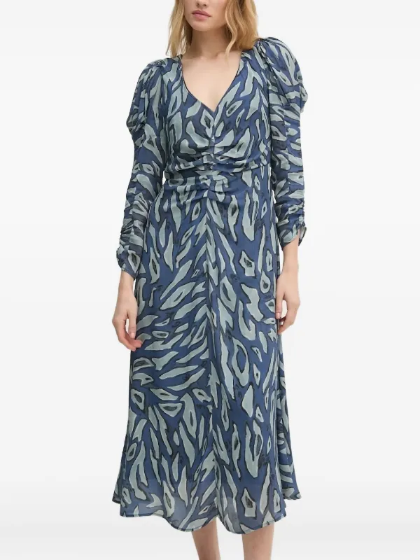 hoss intropia silk dress Hoss Intropia abstract-print Midi Dress | Blue