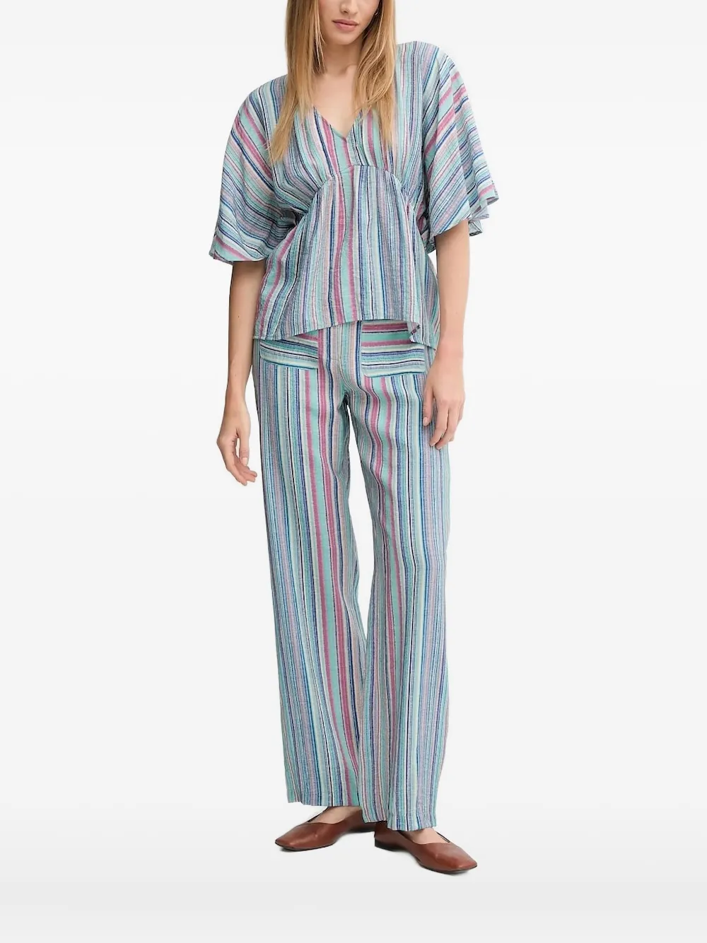 Hoss Intropia striped V-neck top | Blue | Image 1