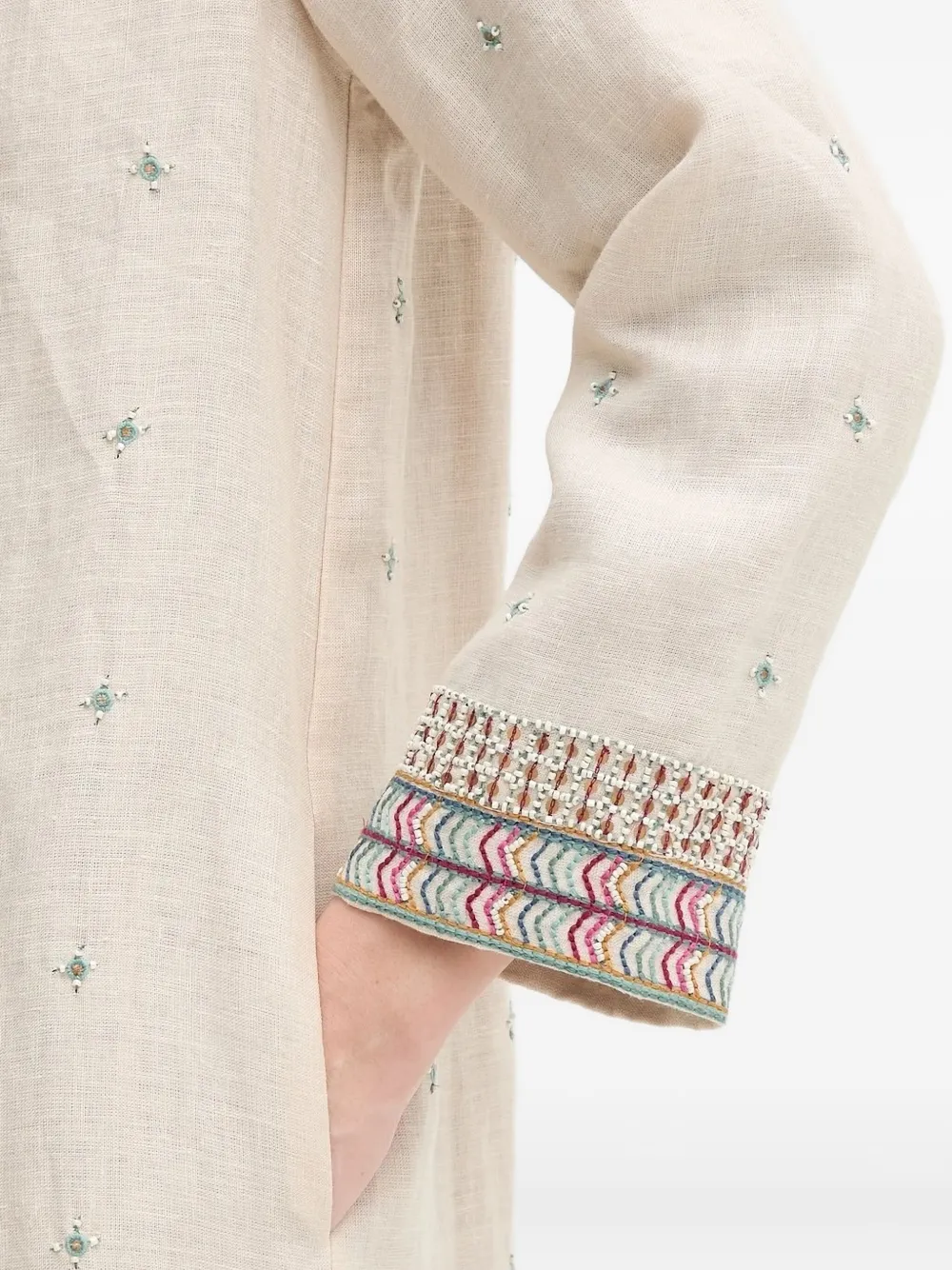 Hoss Intropia Embroidered Beaded-trim Top In Neutral