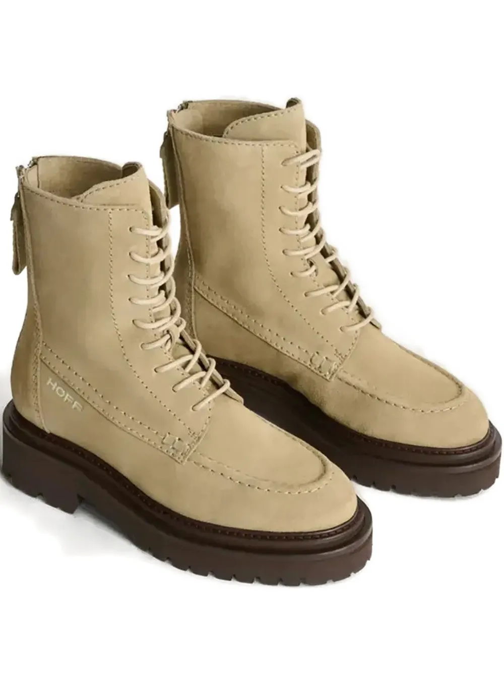 Hoff Suede Combat Boots In Brown