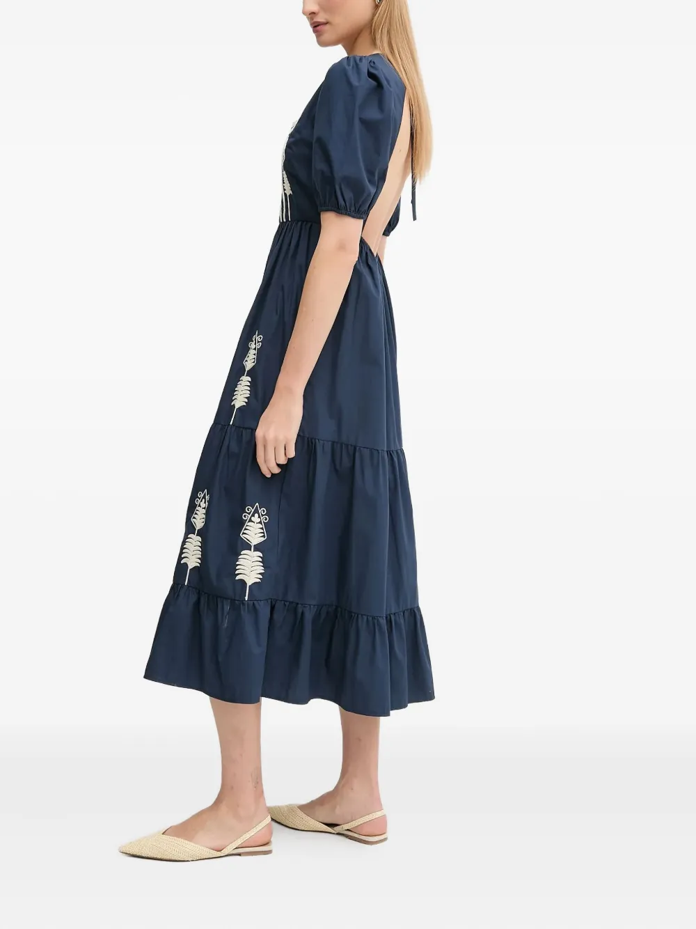 Hoss Intropia Midi-jurk met pofmouwen - Blauw