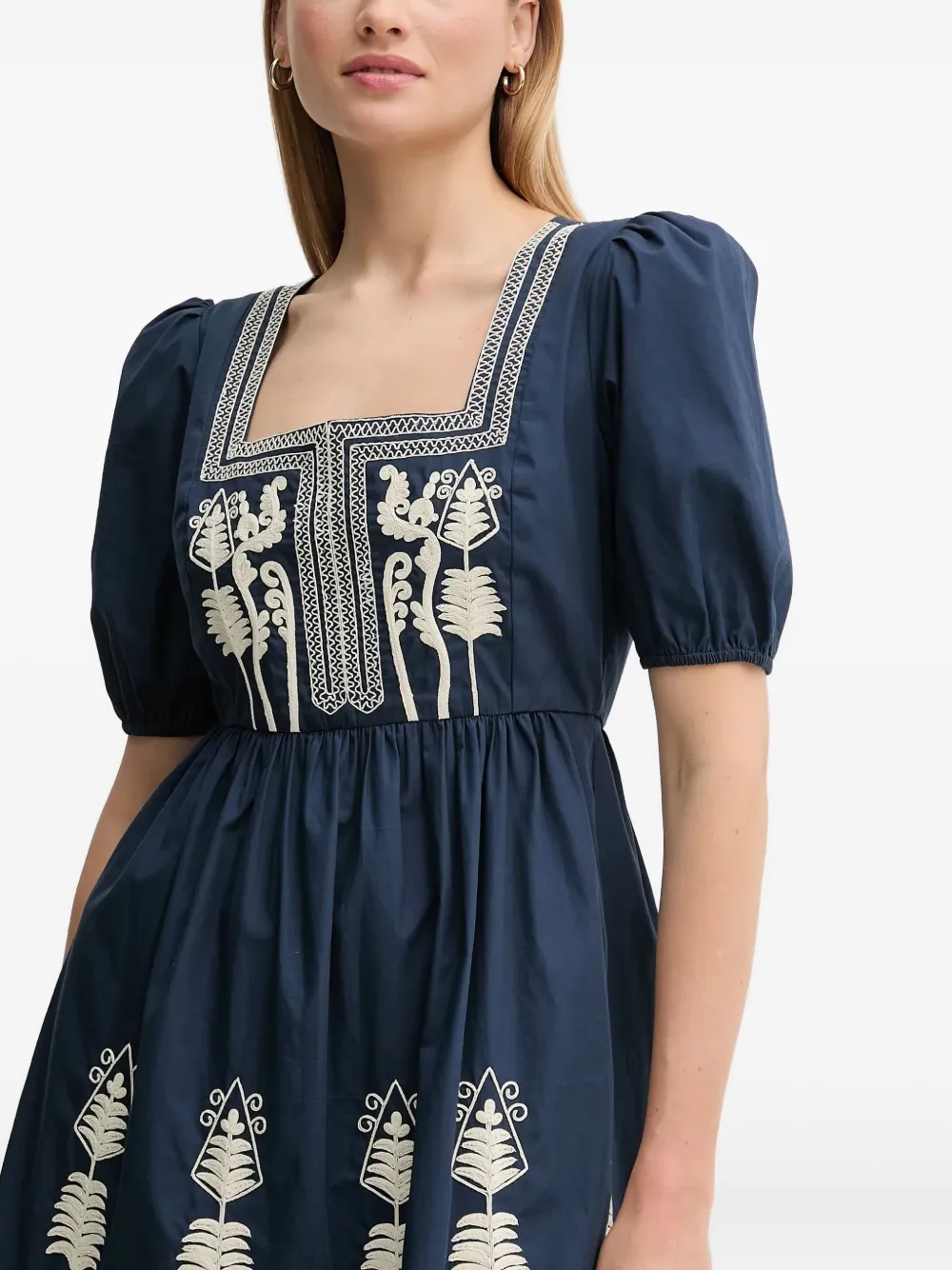 Hoss Intropia Midi-jurk met pofmouwen Blauw