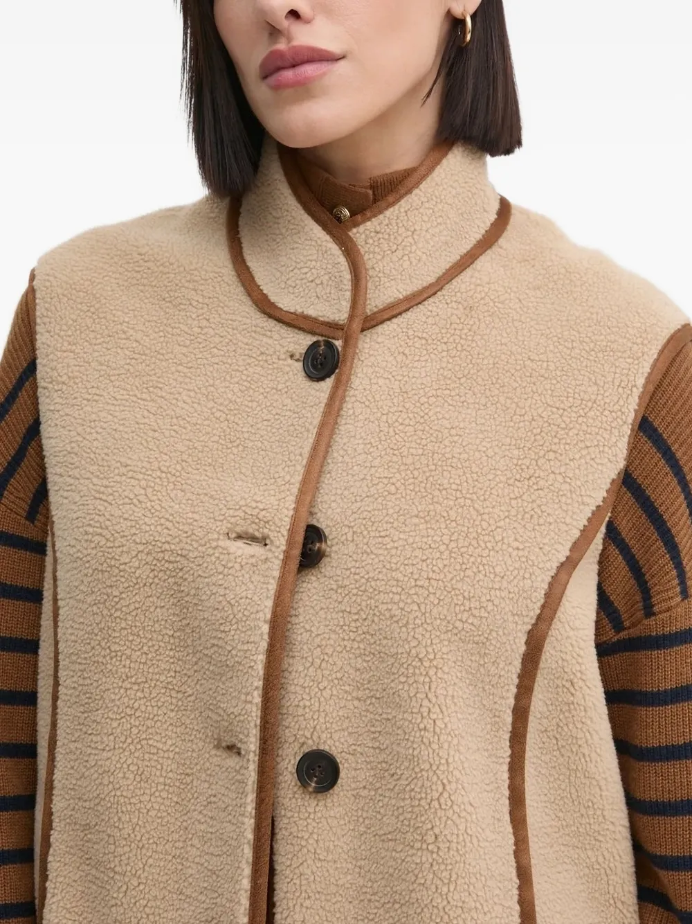 Hoss Intropia Button-fastening Teddy Vest In Neutral