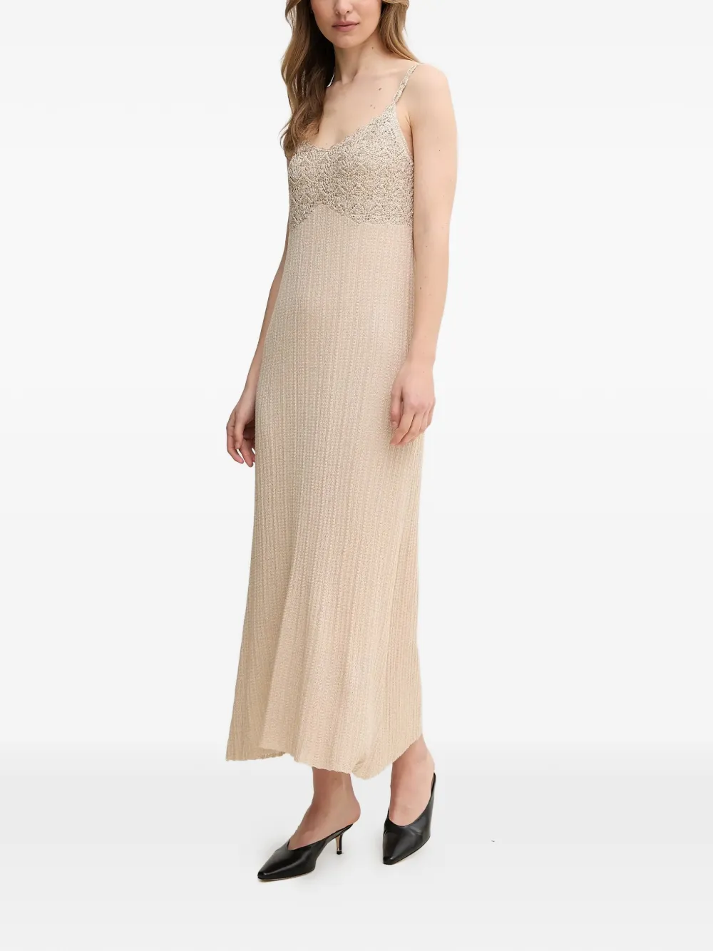  Hoss Intropia Embellished Strap Midi Dress - Neutrals 
