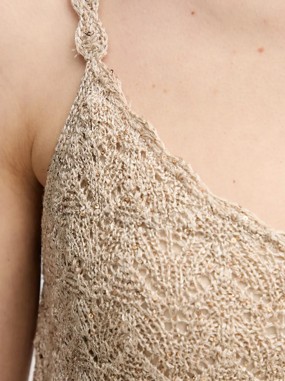 Hoss Intropia Verfraaide midi-jurk met band Beige
