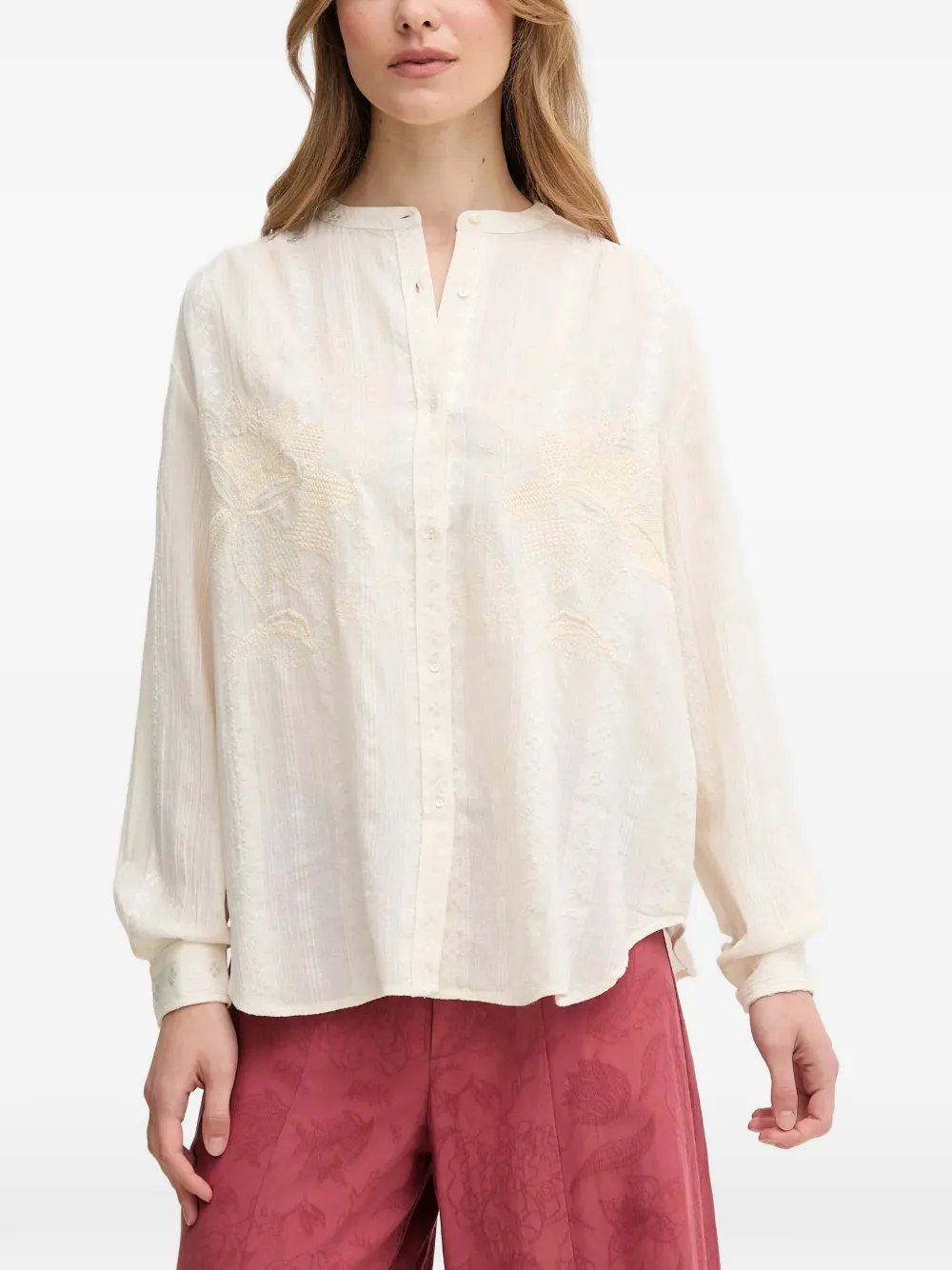 Hoss Intropia floral-embroidered blouse - Toni neutri