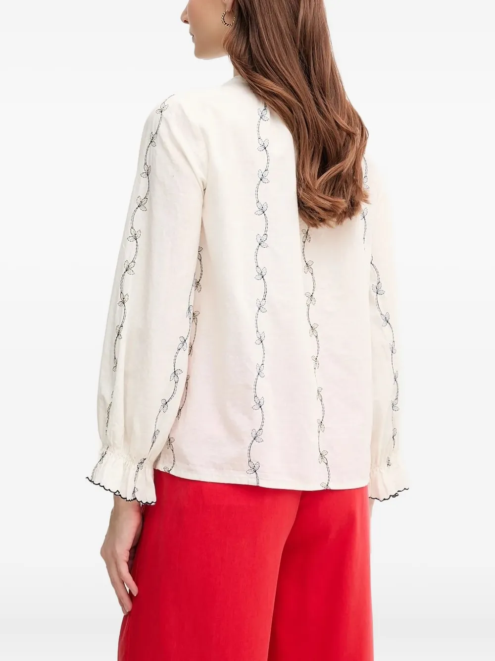 Embroidered-Flowers Blouse