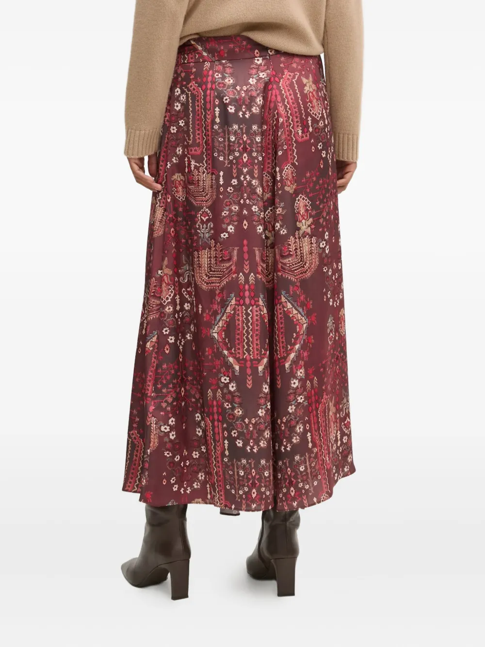 Hoss Intropia Pleated Paisley-print Skirt In Red