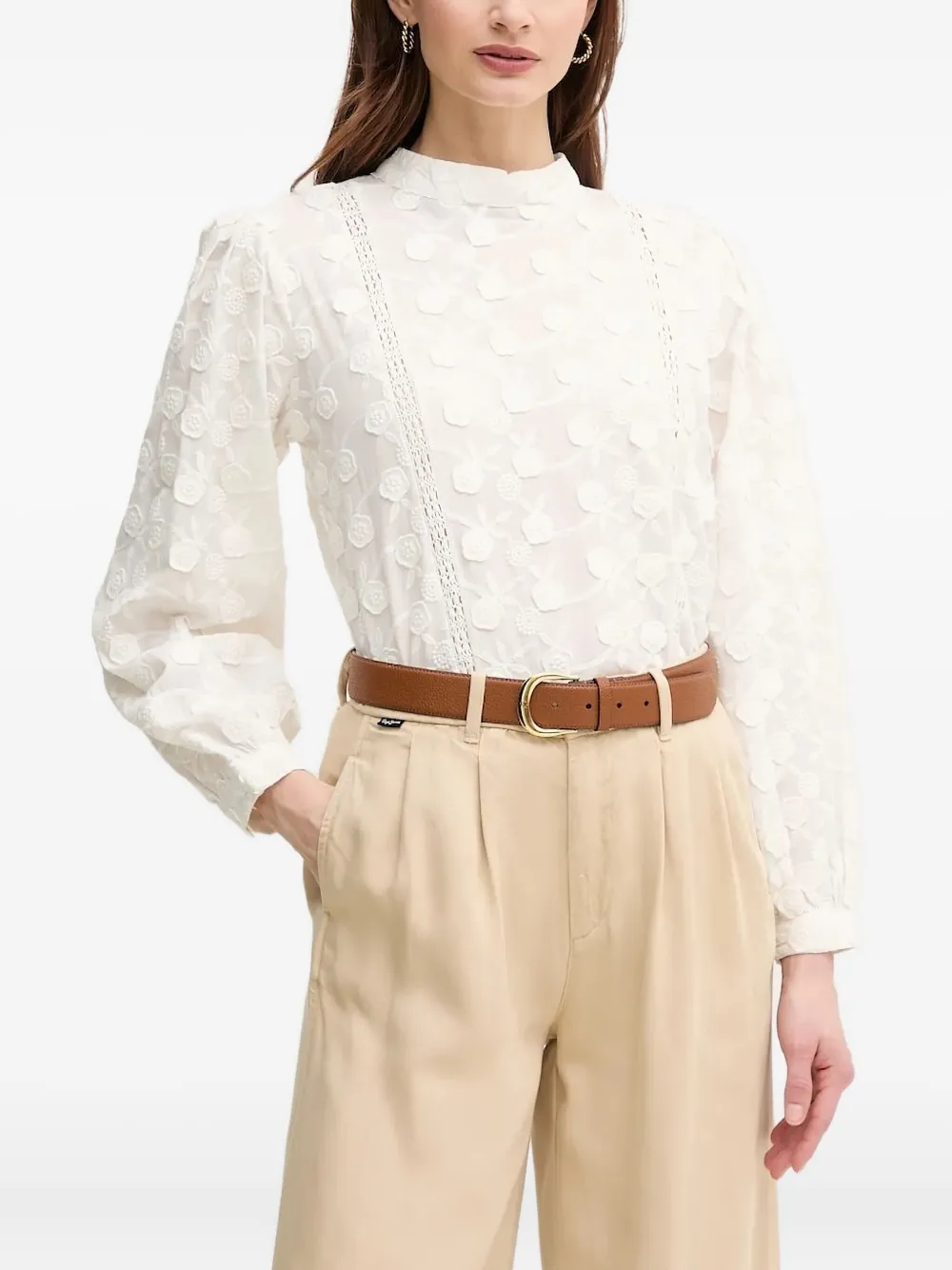 Hoss Intropia embroidered lace-insert blouse | White | Image 1
