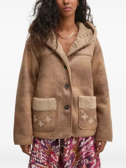 Hoss Intropia embroidered hooded shearling jacket
