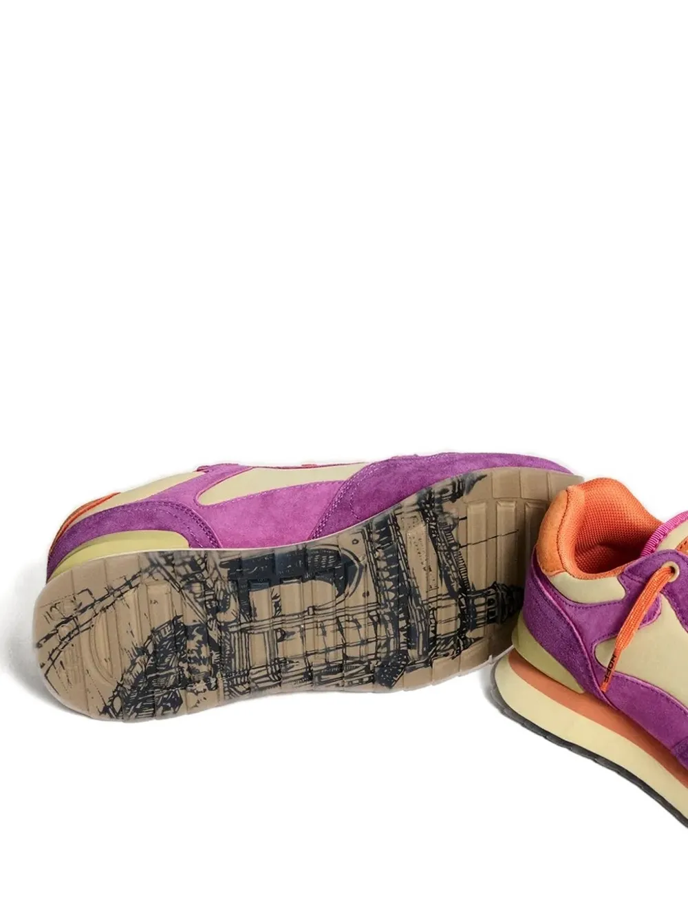 Hoff Sneakers met suède vlakken Paars