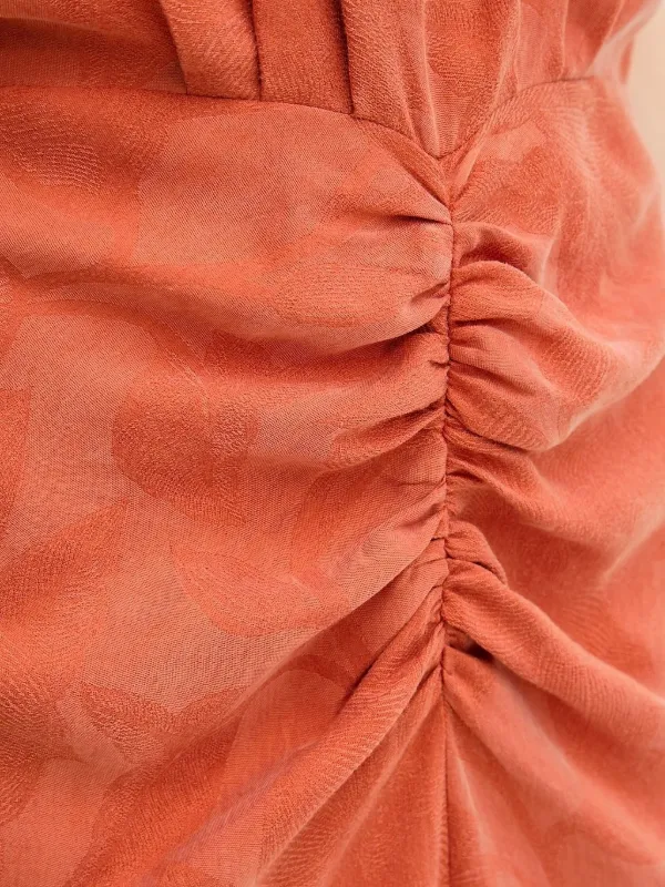 Hoss Intropia Textured Cinched Midi Dress | Orange | FARFETCH