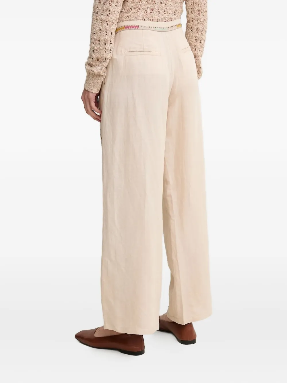 Hoss Intropia Broek met geborduurde bloemen - Beige