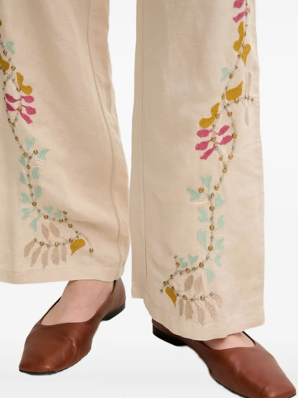  Hoss Intropia Embroidered Floral Trousers - Neutrals 