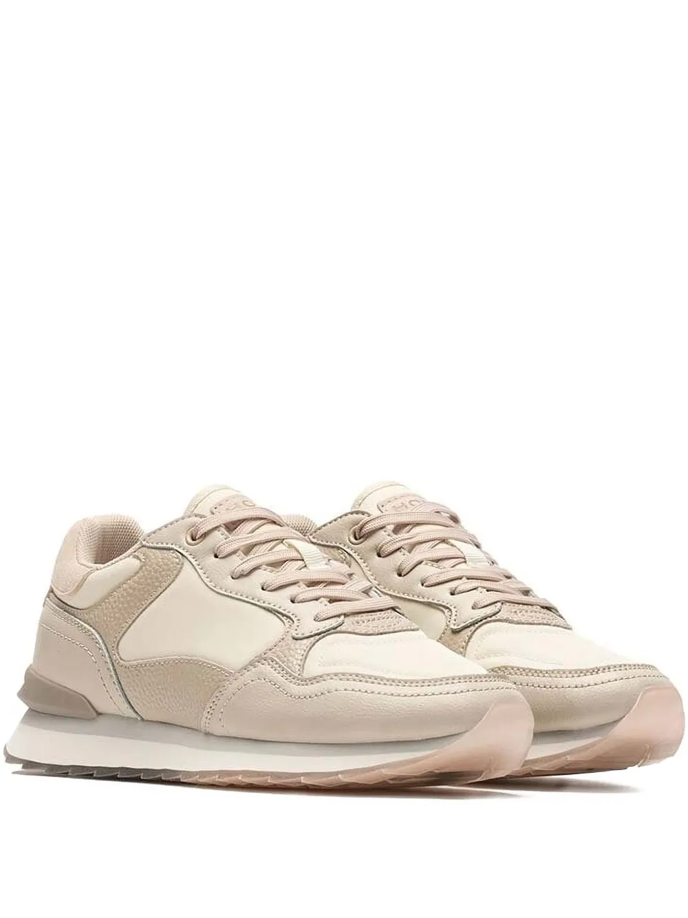 Hoff City Beaufort leren sneakers met vlakken Beige