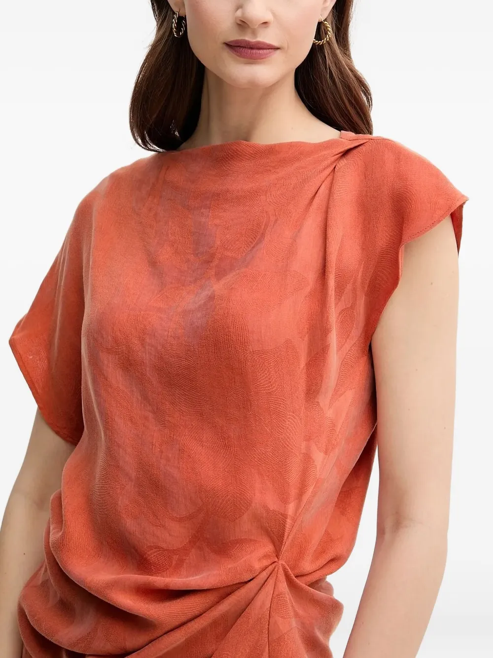 Hoss Intropia Draped Blouse In Orange