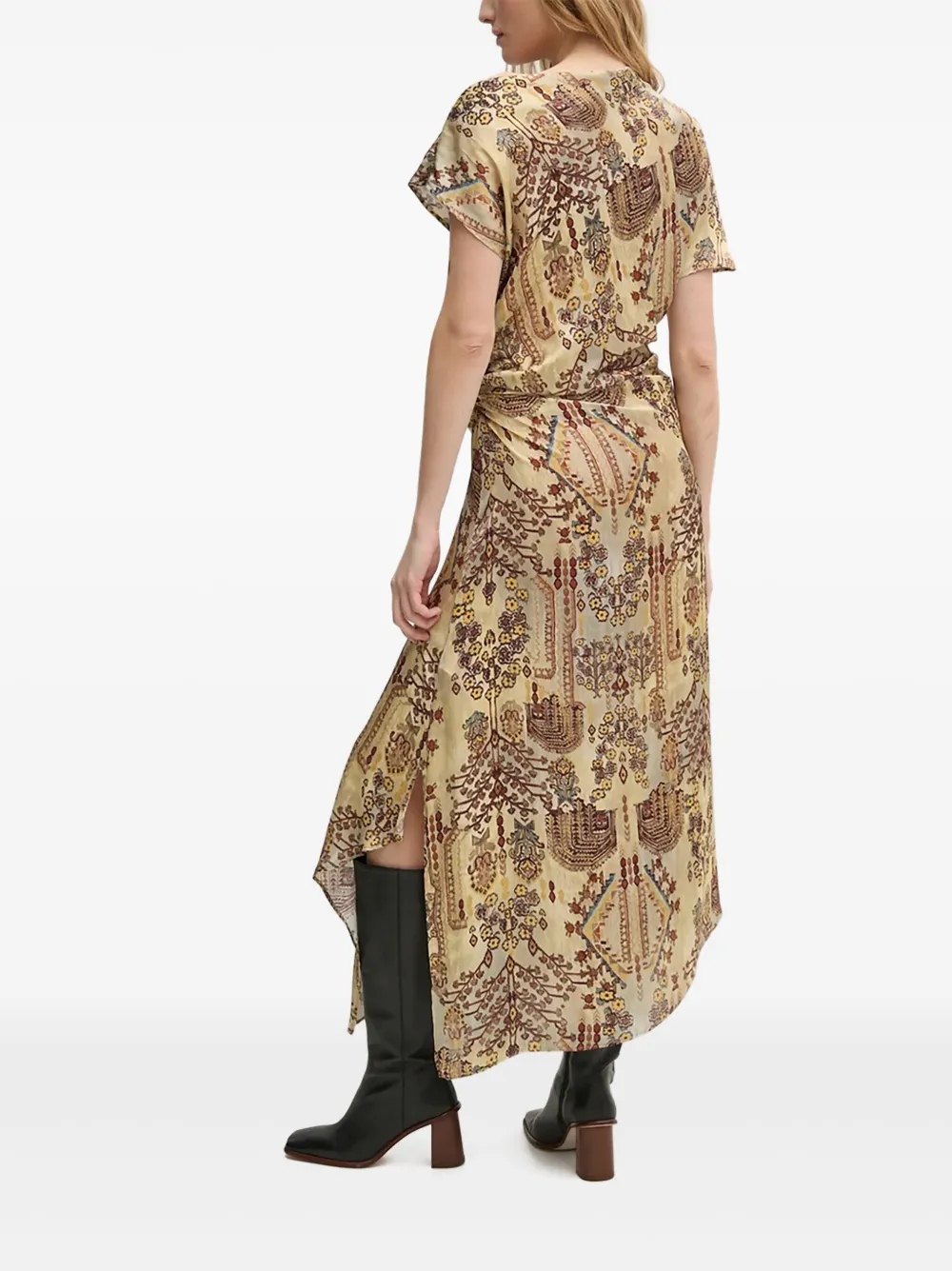 Hoss Intropia asymmetric abstract-patterned dress - Beige