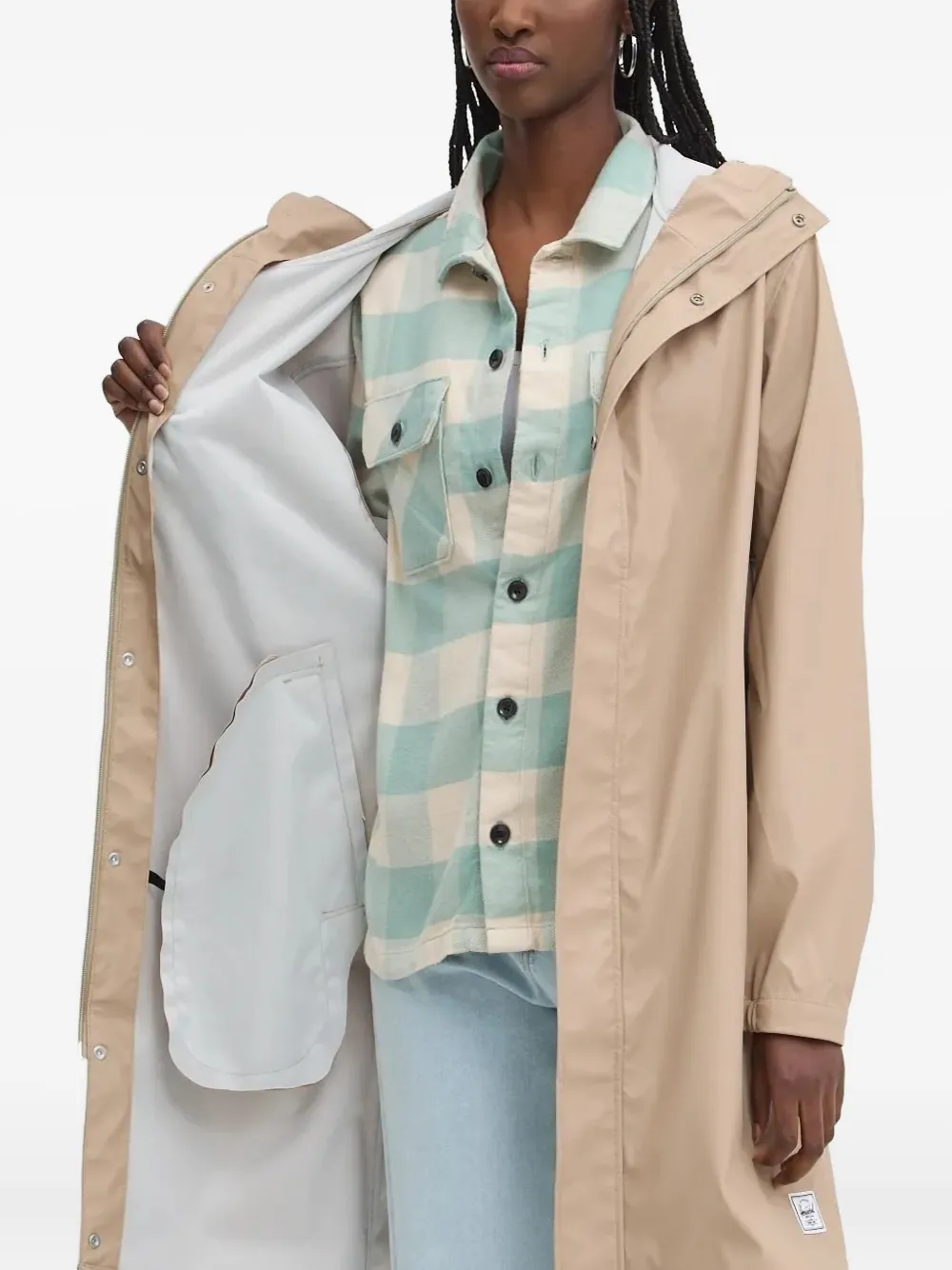 Herschel Supply Co Logo-patch Single-breasted Coat In Neutral