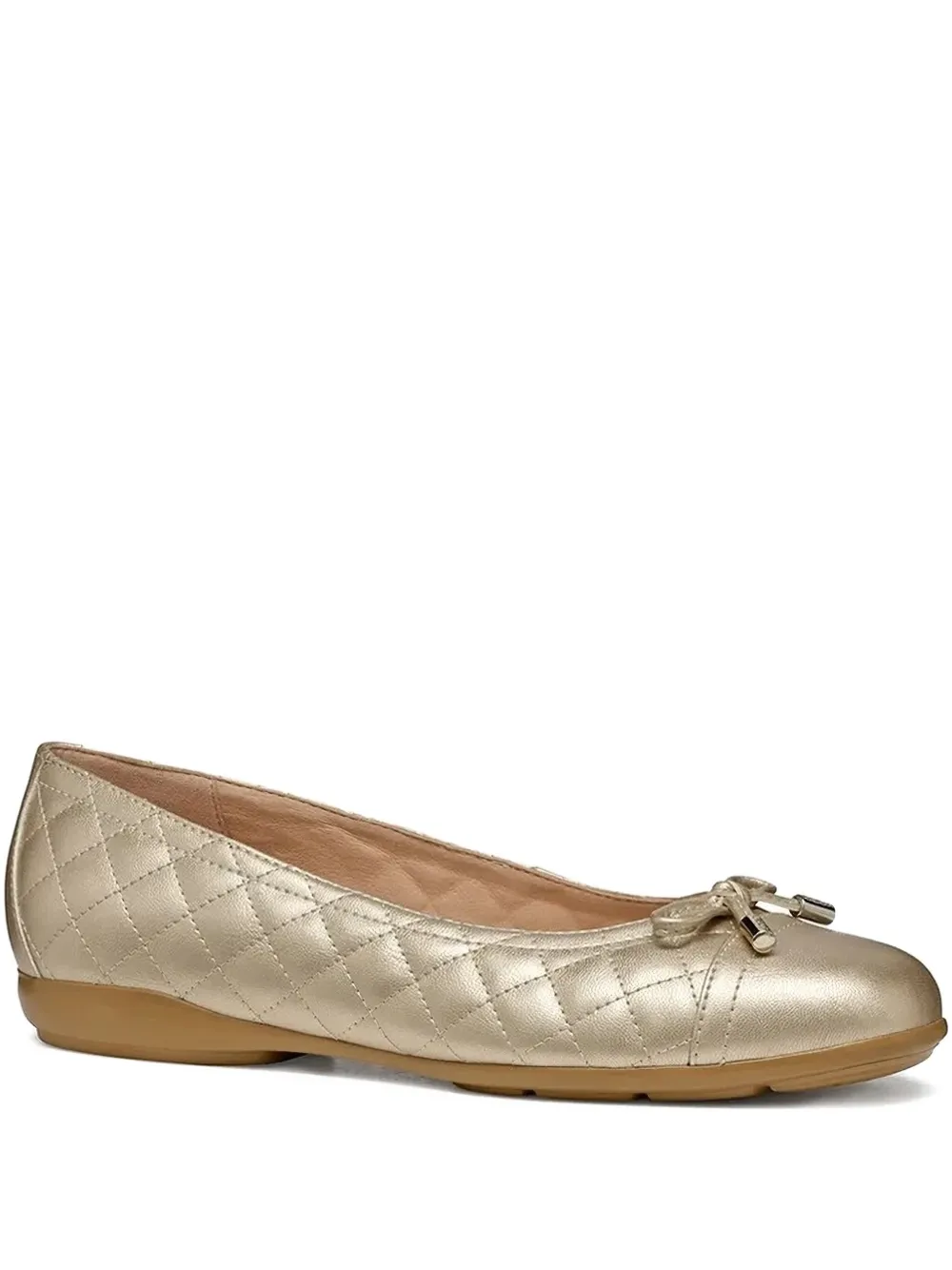 Geox Quilted Bow Ballet Flats In Silver