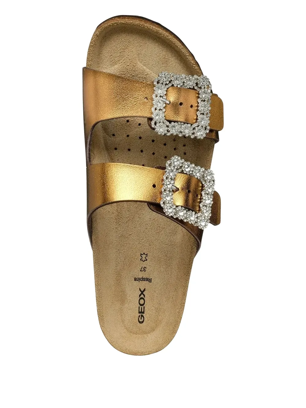 Geox Buckle Flat Sandal In Brown