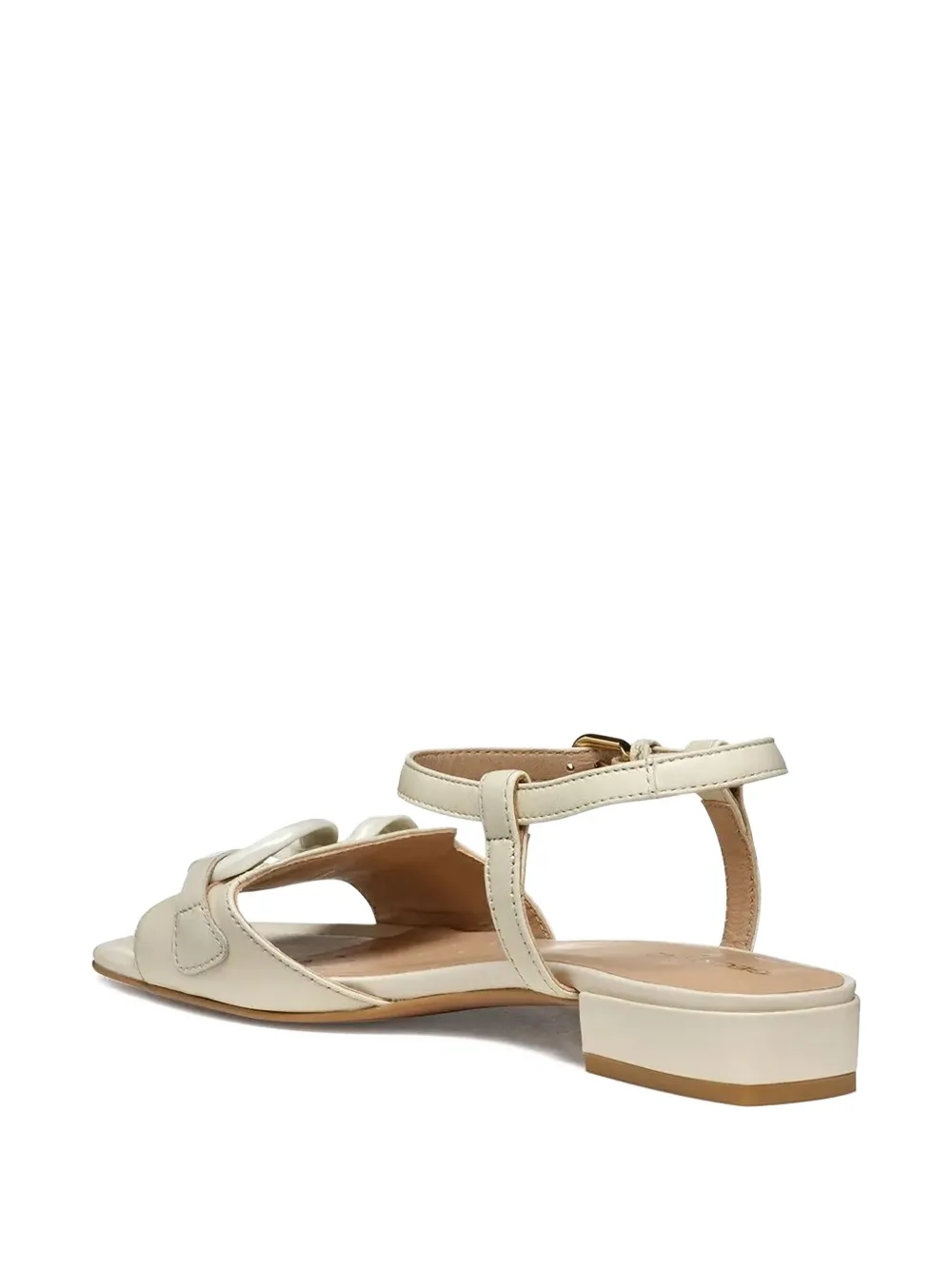 Geox Chain-embellished Ankle-strap Flat Sandals In White