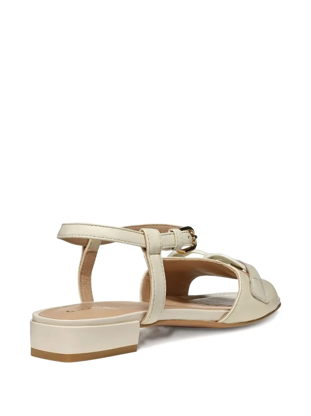 Geox Chain-embellished Ankle-strap Flat Sandals In White