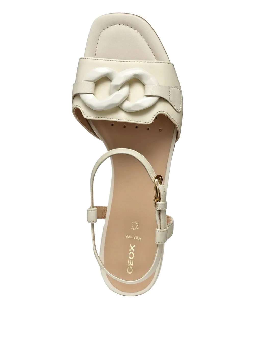 Geox Chain-embellished Ankle-strap Flat Sandals In White