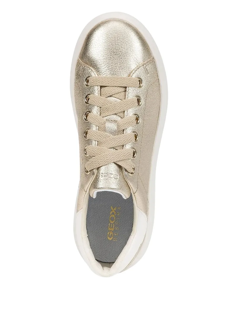 Geox Spherica Ec 4.1 Metallic-leather Lace-up Sneakers In Neutral