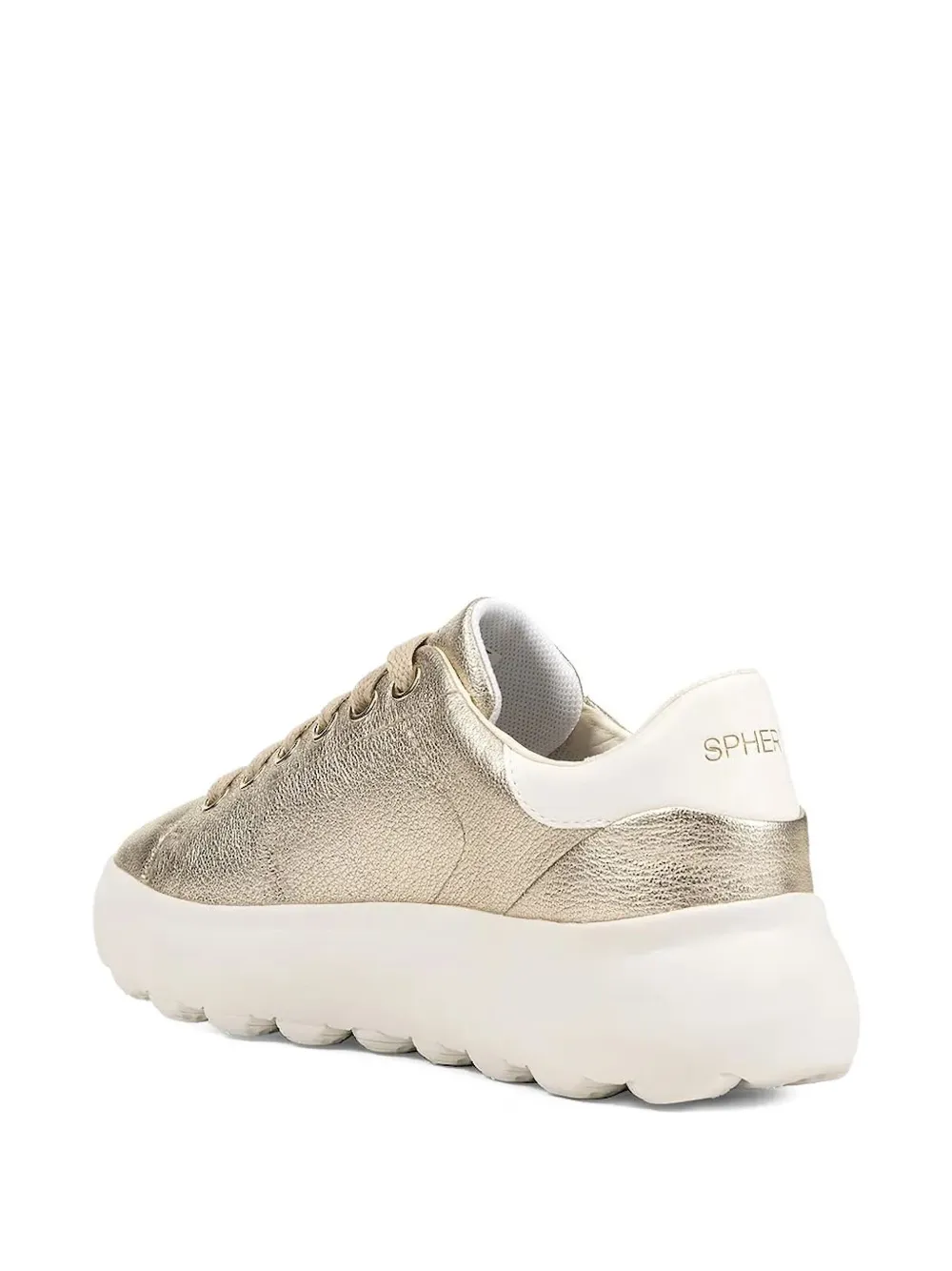 Geox Spherica EC 4.1 metallic-leather lace-up sneakers Neutrals