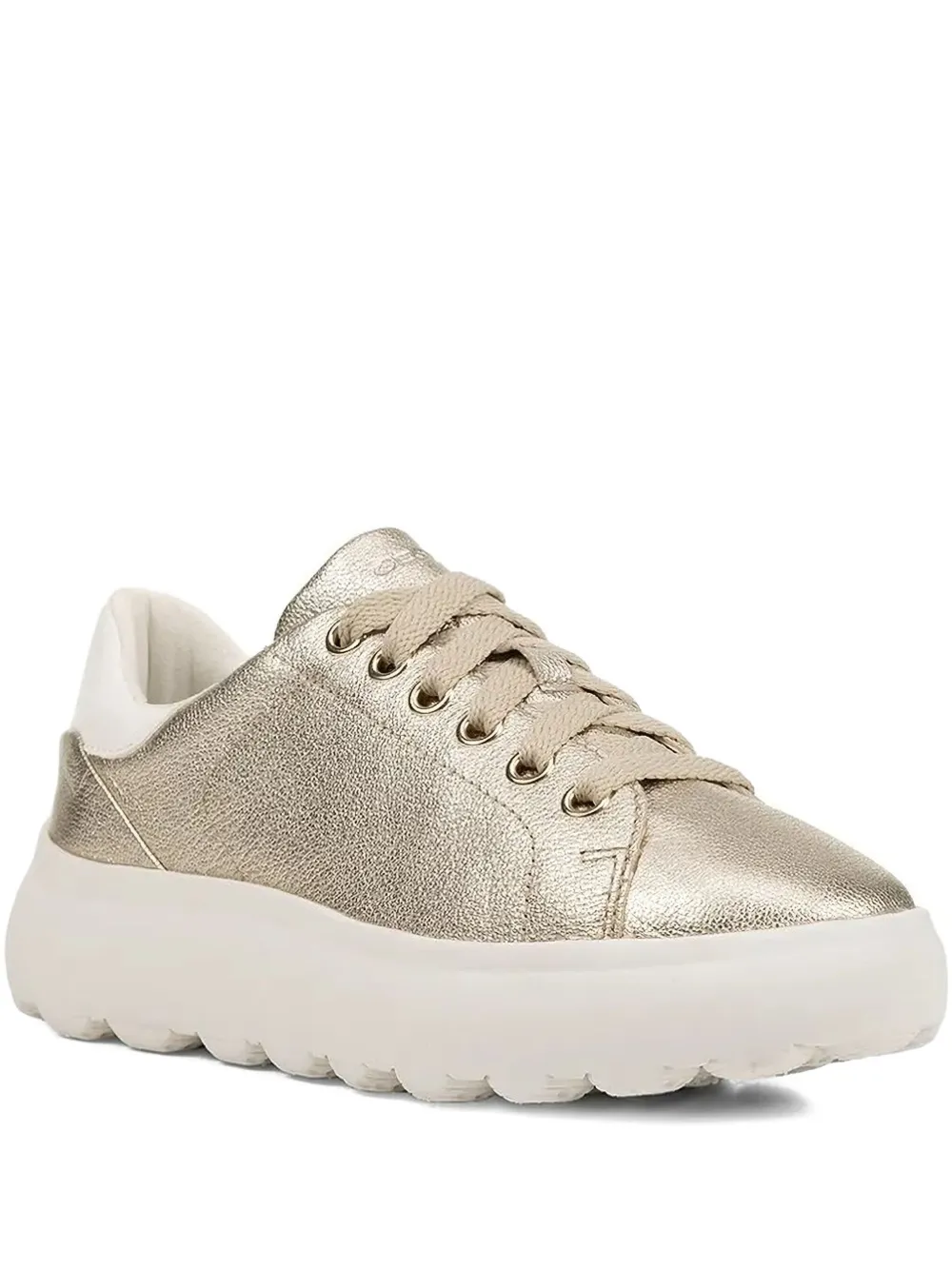 Geox Spherica EC 4.1 metallic-leather lace-up sneakers Neutrals