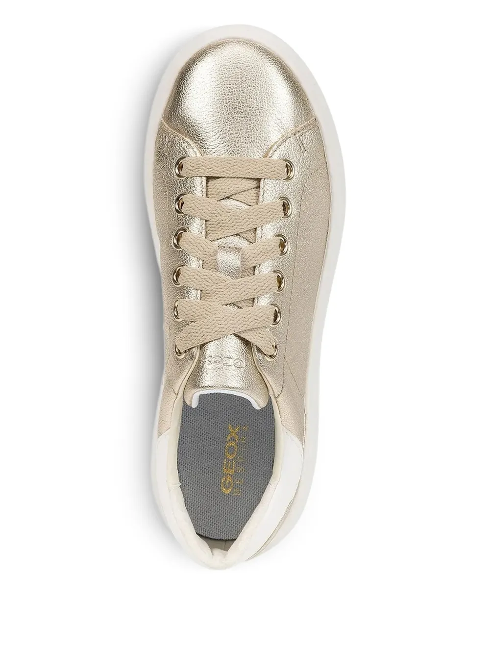 Geox Spherica EC 4.1 metallic-leather lace-up sneakers Neutrals