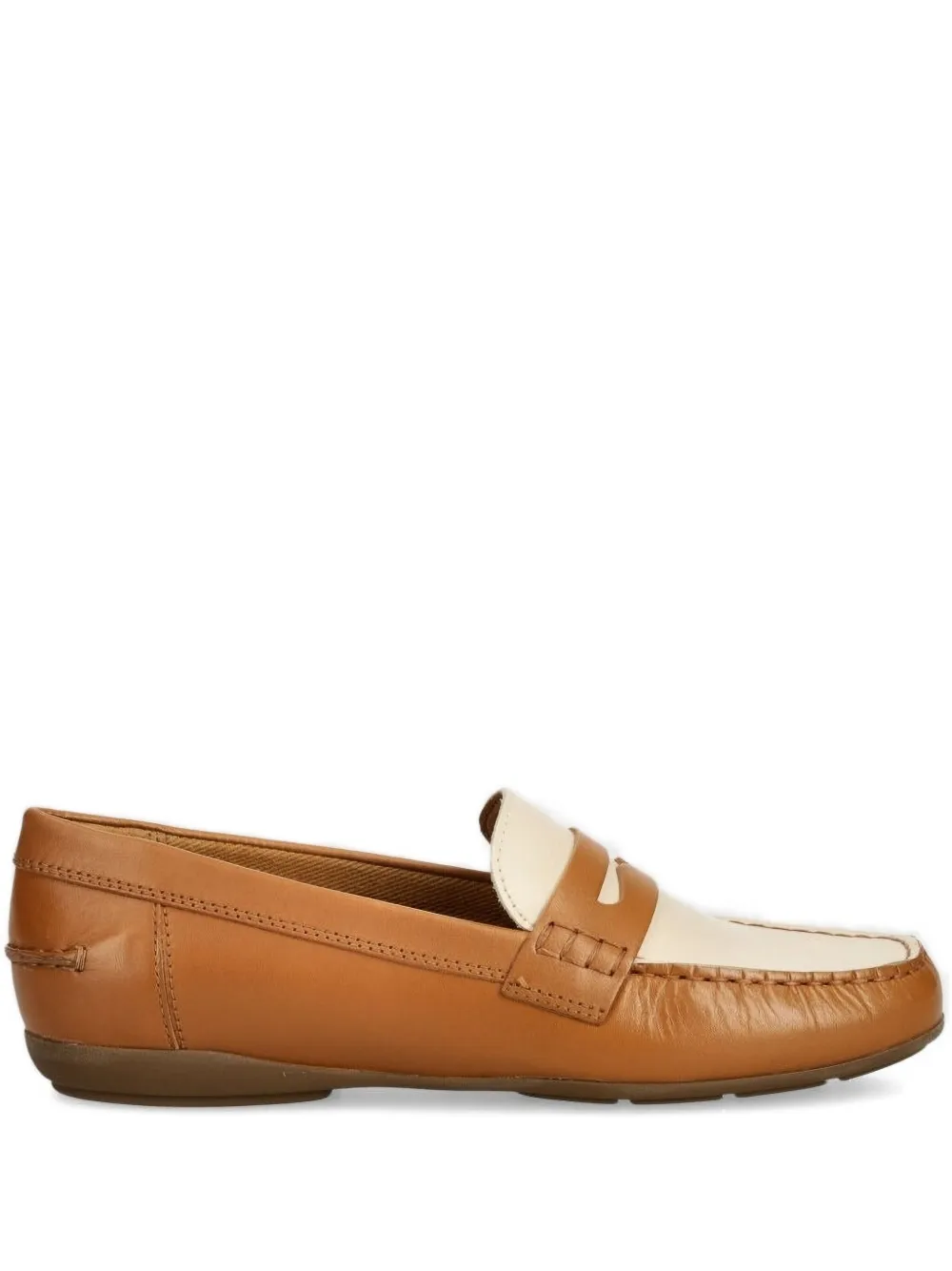 Geox Leather Two-tone Loafers In Brown