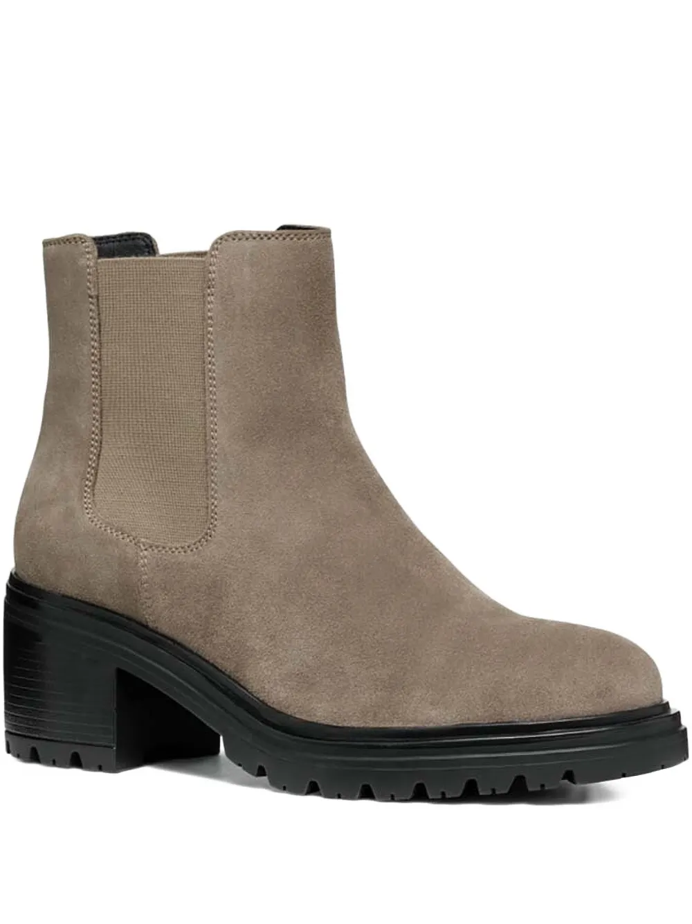 Geox Elastic-panel Block-heel Chelsea Boots In Neutral