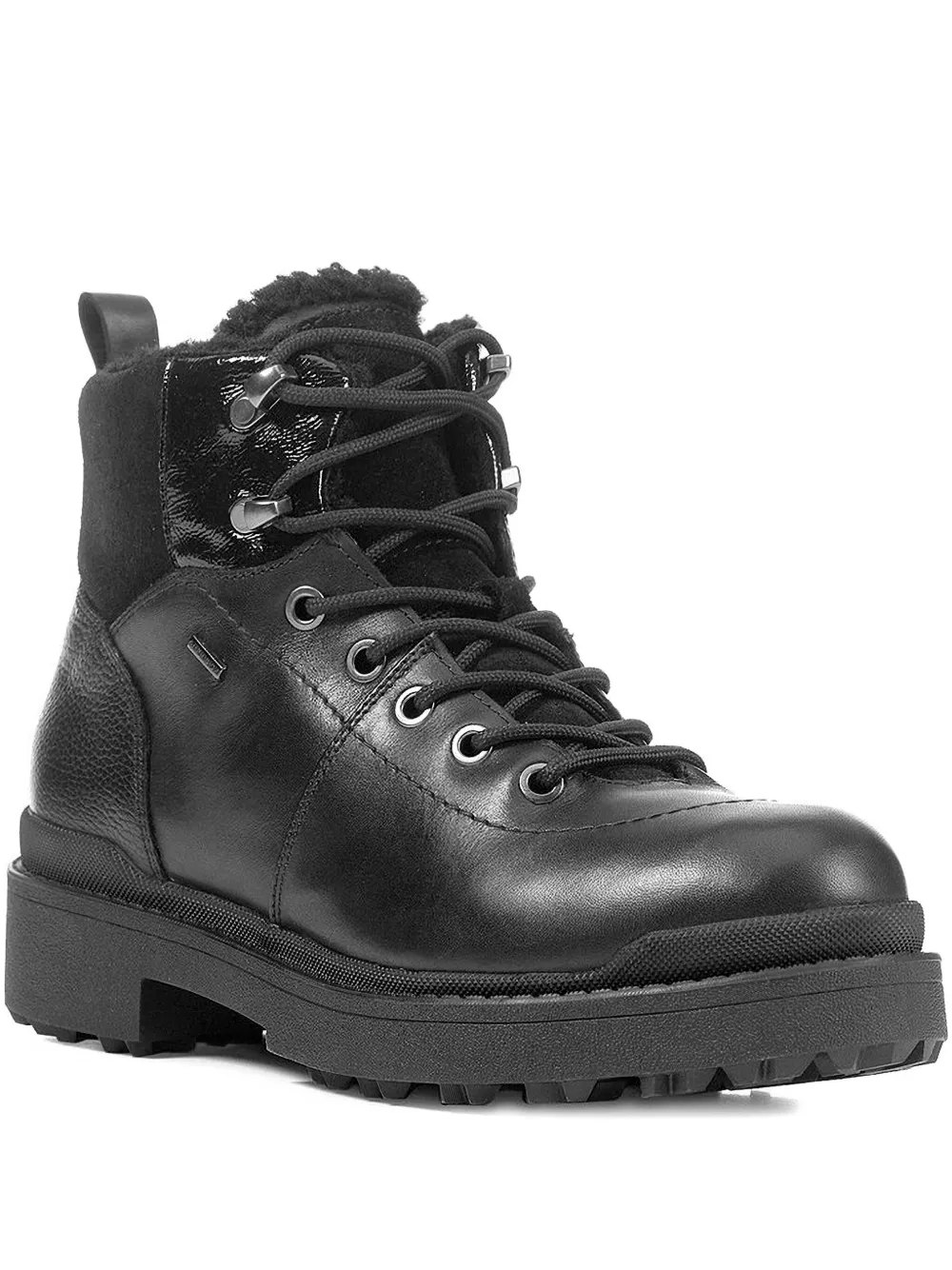 Geox lace-up shearling-lined boots Black