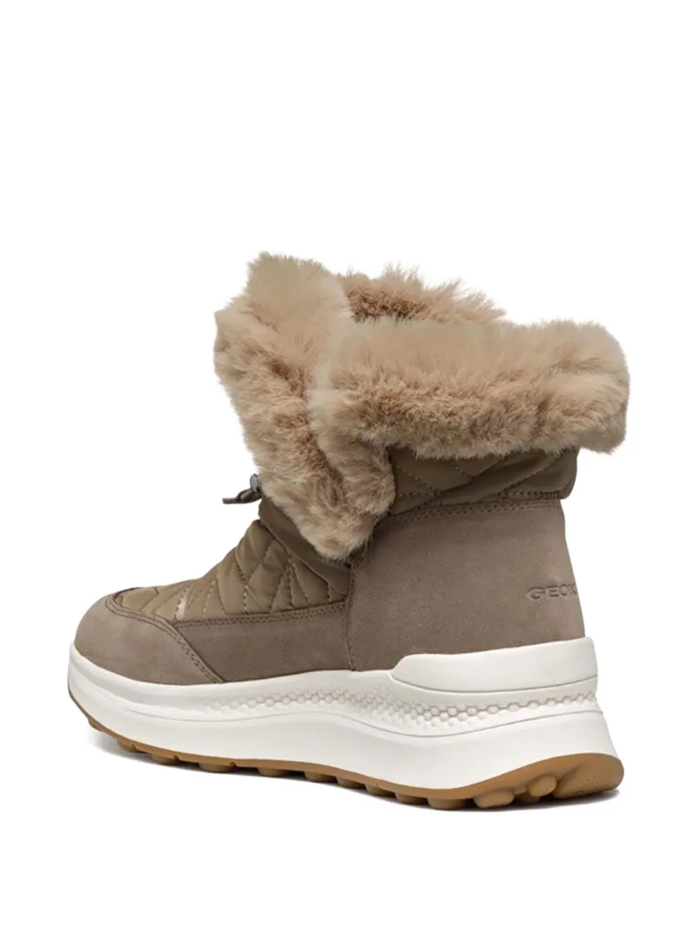 Geox Quilted Faux-fur Boots In Neutral