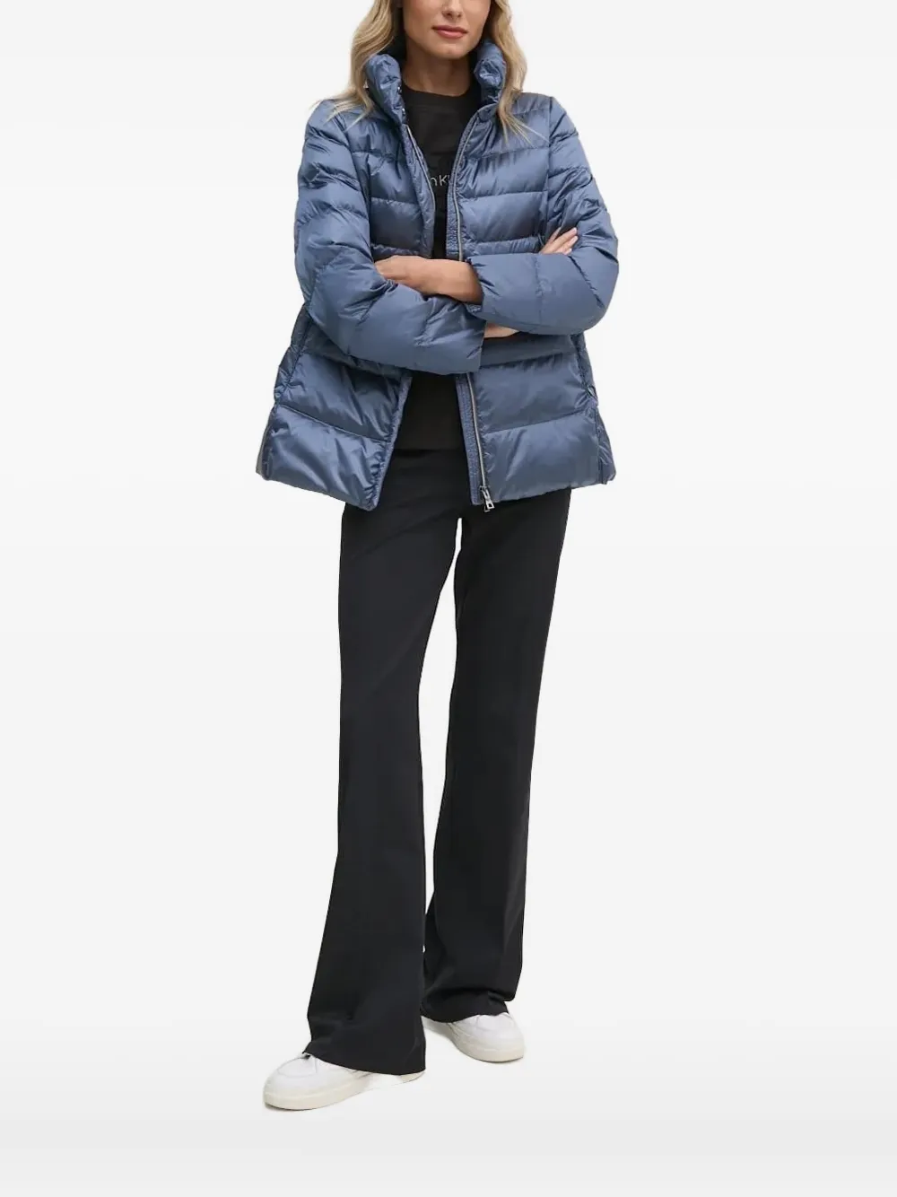 Geox Quilted High-neck Jacket In Blue