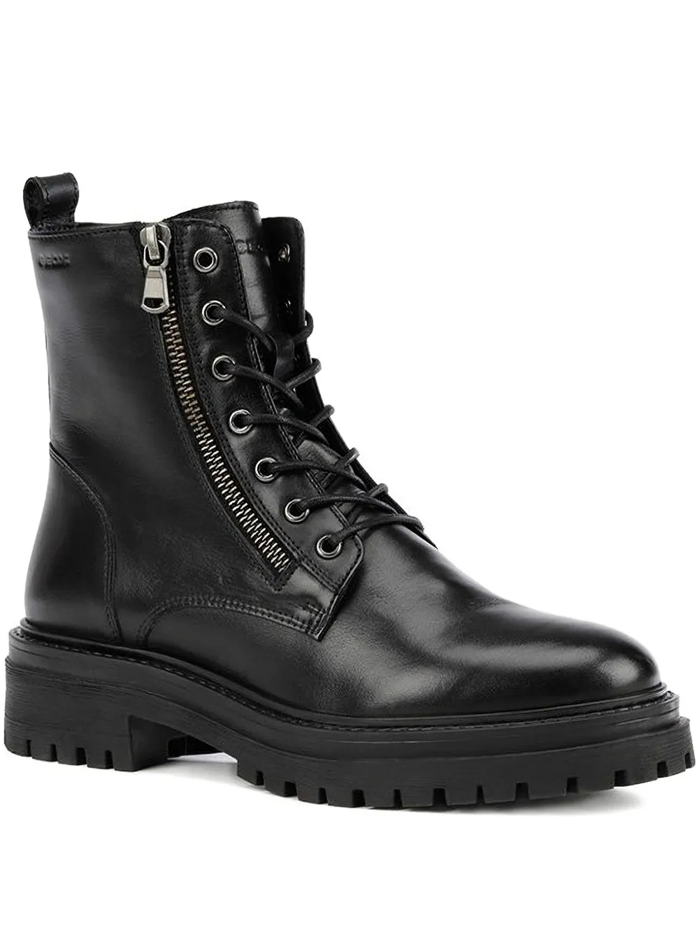 Geox lace-up zip ankle boots Black