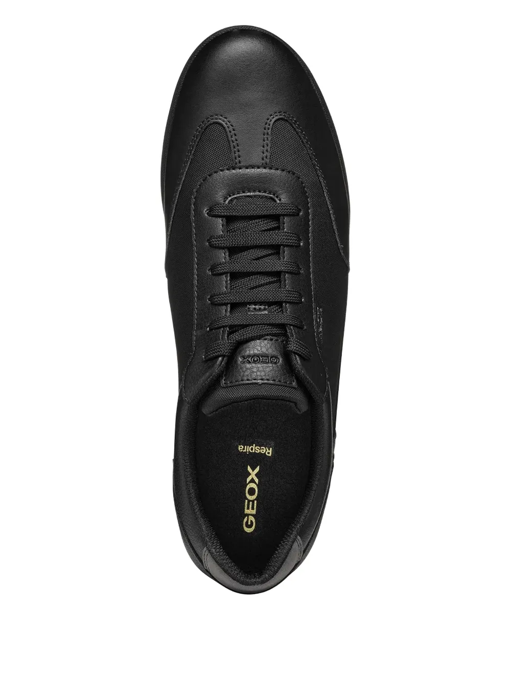Geox Avery leather-panel lace-up sneakers Zwart