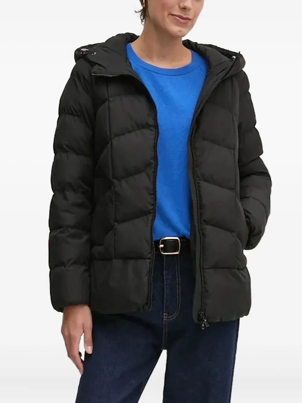 Geox hooded chevron-quilted puffer jacket | Black | Image 1