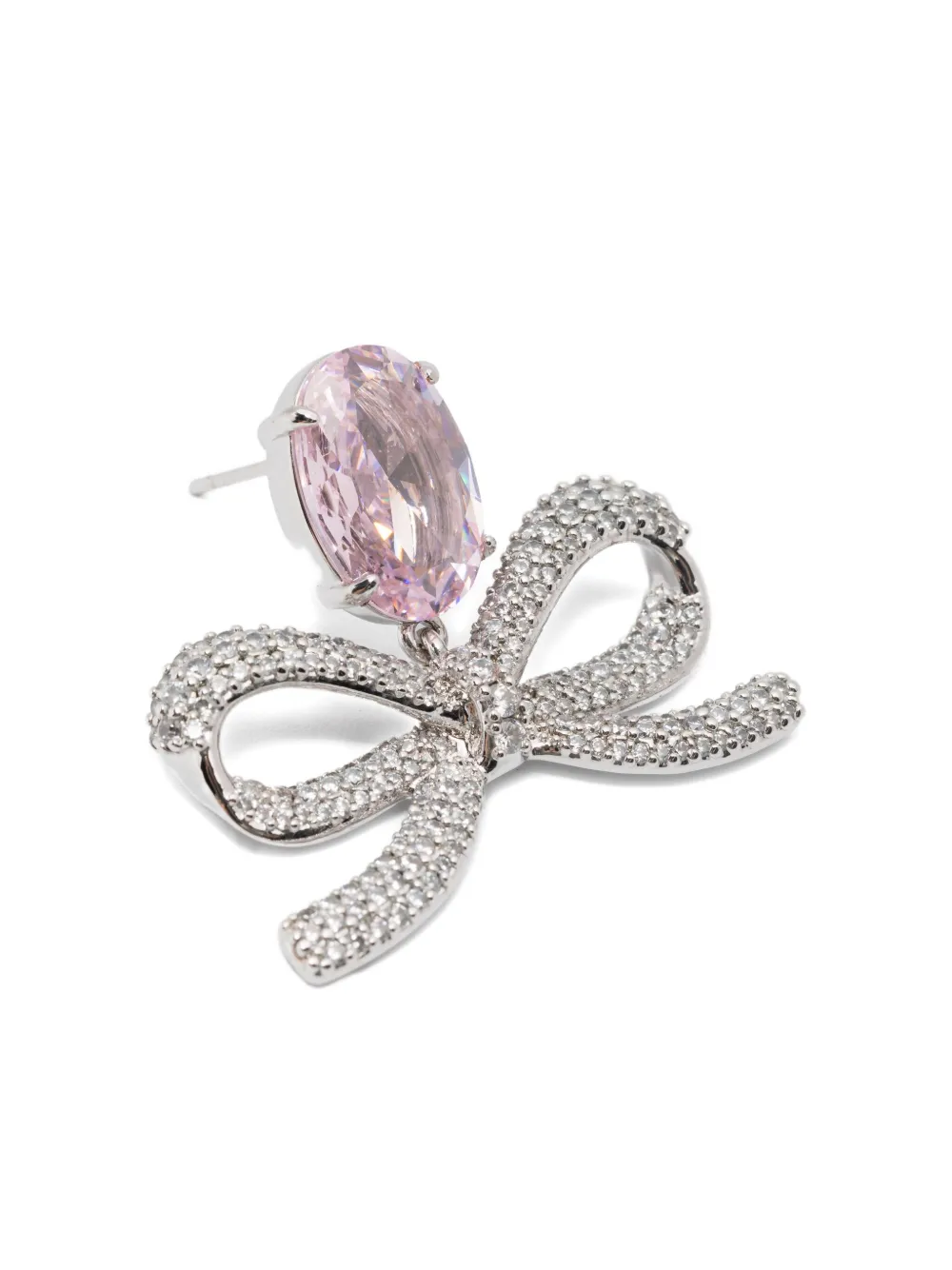 Self-Portrait crystal-bow Earrings | Silver | FARFETCH JO