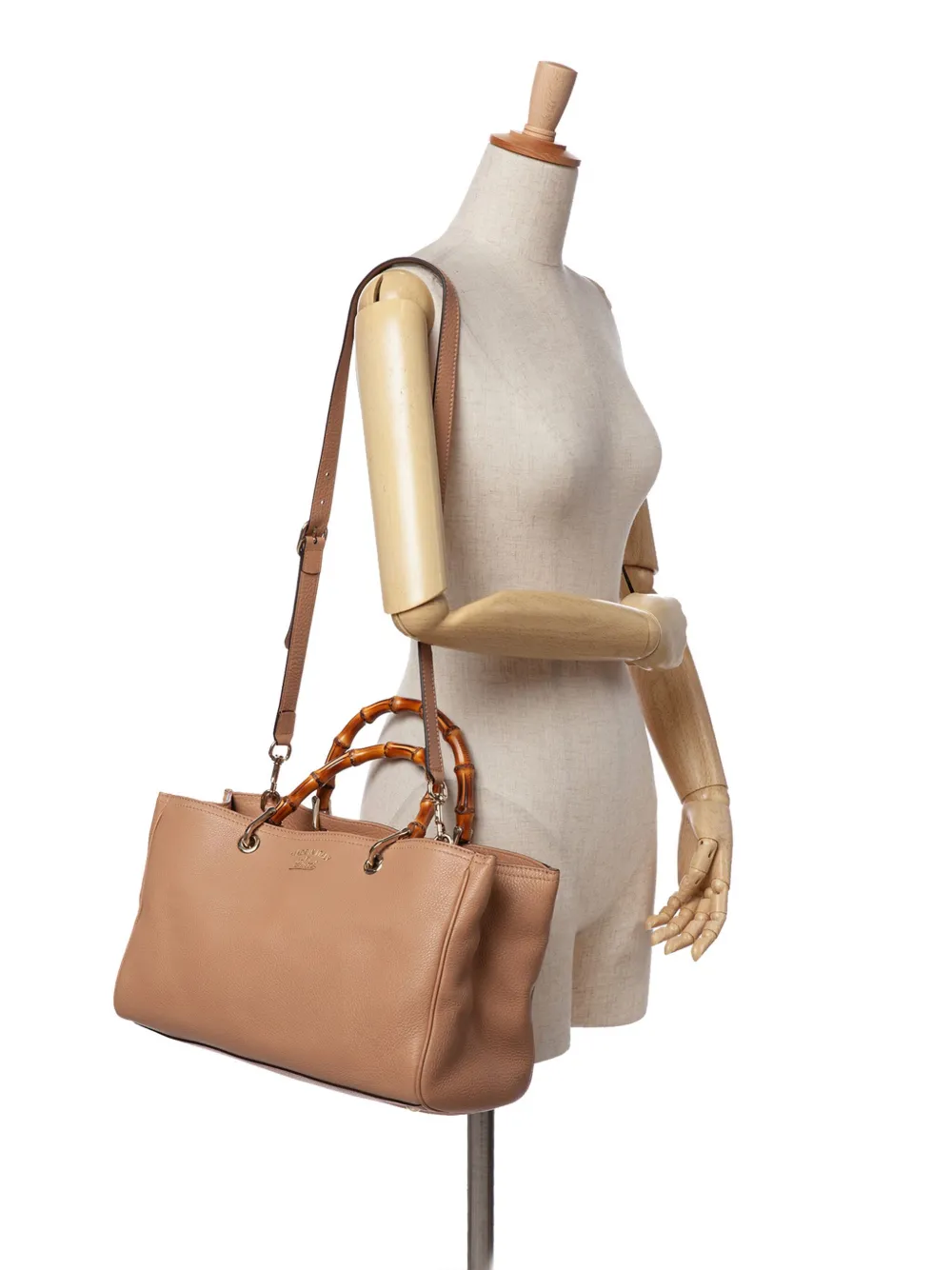 Pre-owned Gucci 2016-2024 Medium Calfskin Bamboo Shopper Satchel