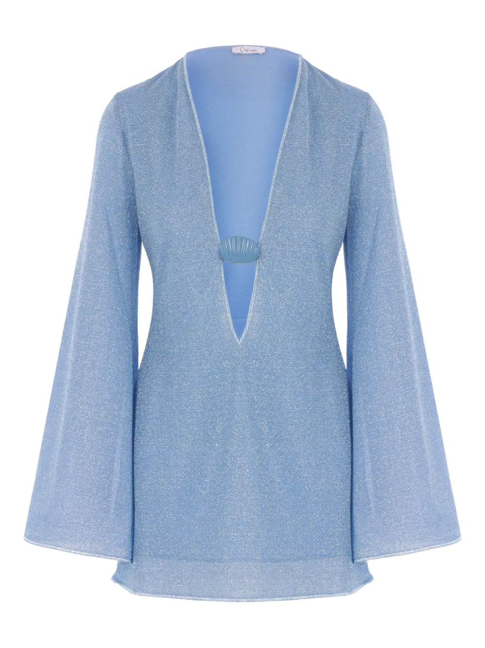 Oséree Lumière Shell flared-sleeve mini dress Blauw