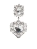 Self-Portrait crystal-pearl tiered-heart earrings - Silver