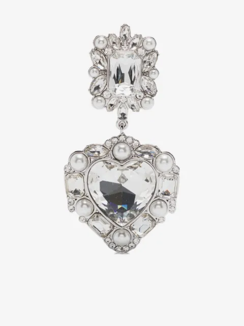 Self-Portrait crystal-embellished heart earrings