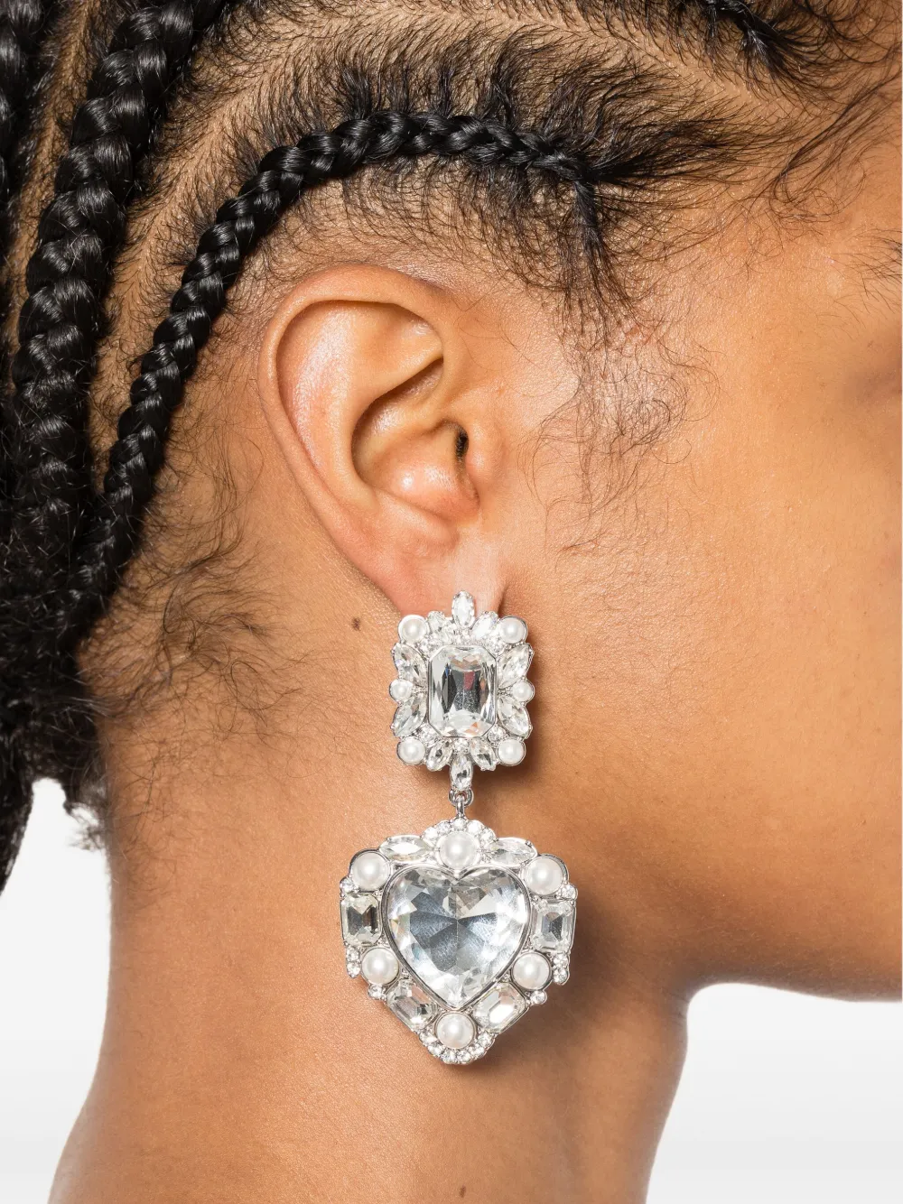 Self-Portrait aretes en forma de corazón con detalles de cristal | Image 2