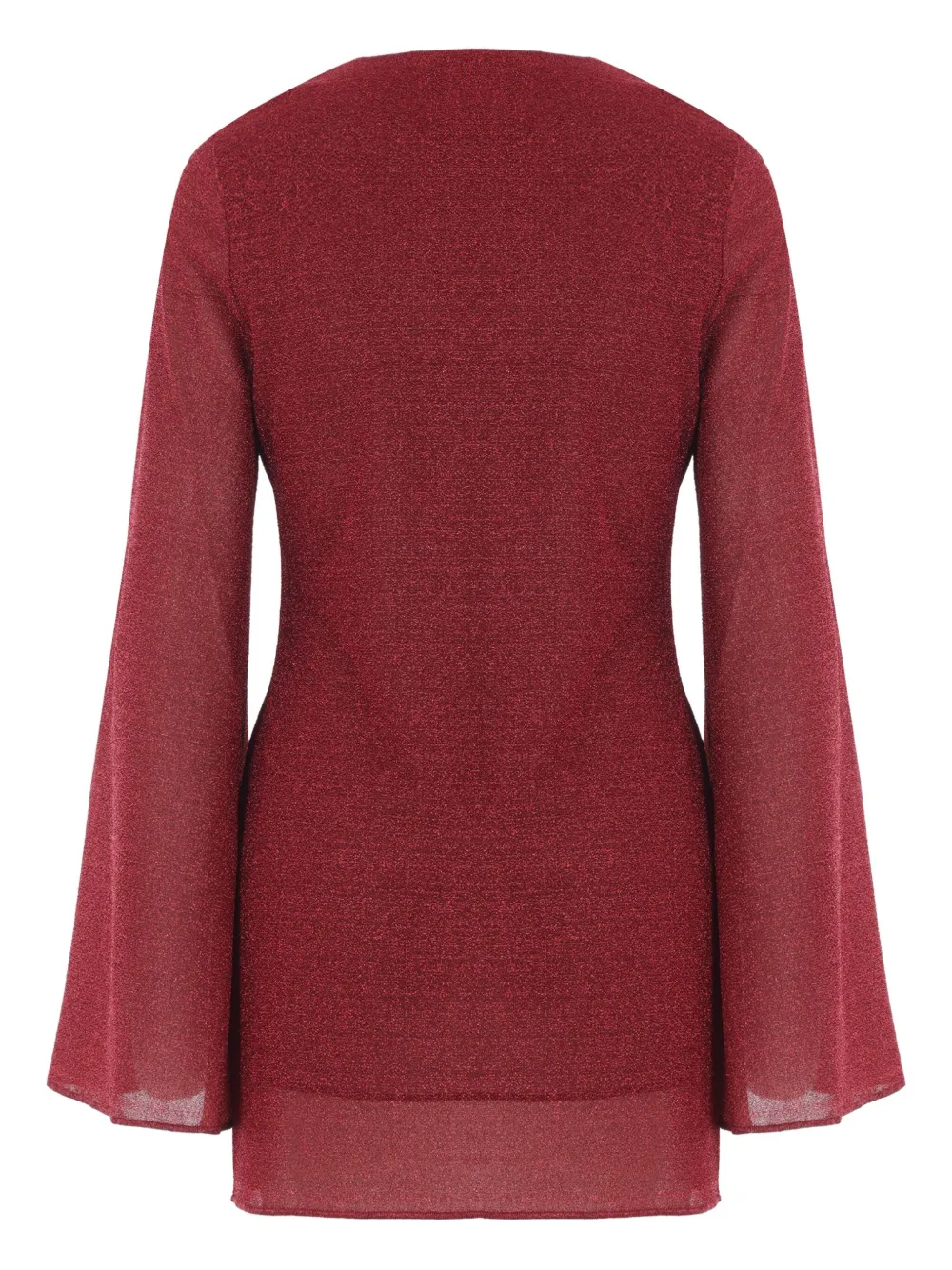 Oséree Mini-jurk met schelpdetail en flared mouwen Rood